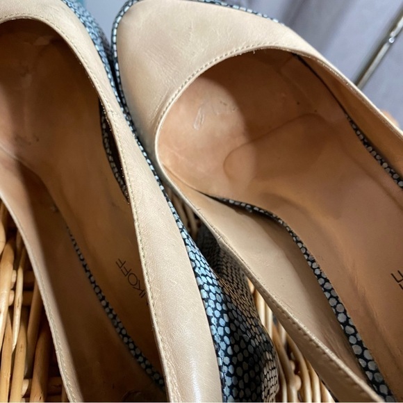 Rebecca Minkoff Vamp Platform Heels Tan Pebbles - Picture 7 of 9